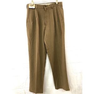 Caribbean Brown Pleated Silk Career Pants